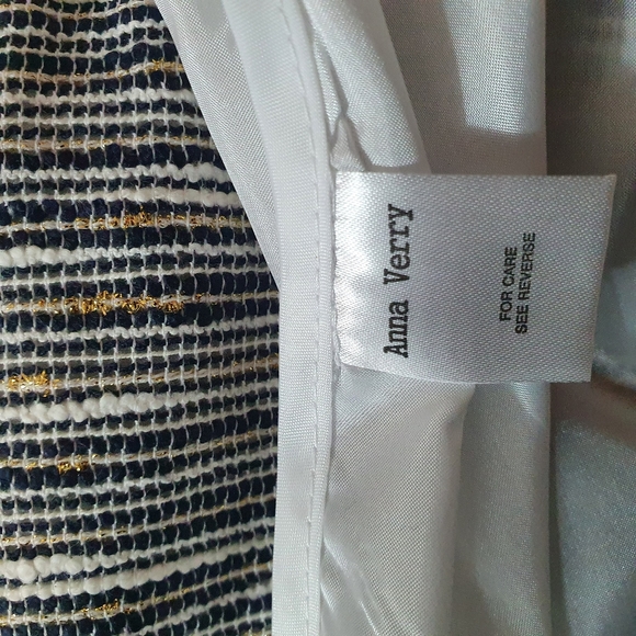 Women' tweed studded Metallic blazer Double breasted Sze S blue gold cocktail - Picture 11 of 11